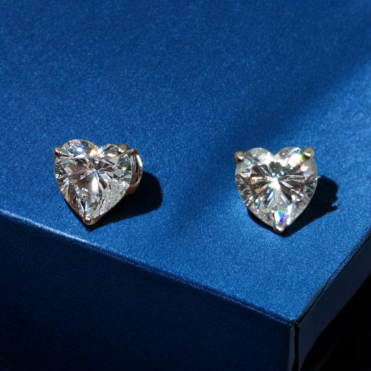 Heart-Shaped Crystal 925 Silver Earrings