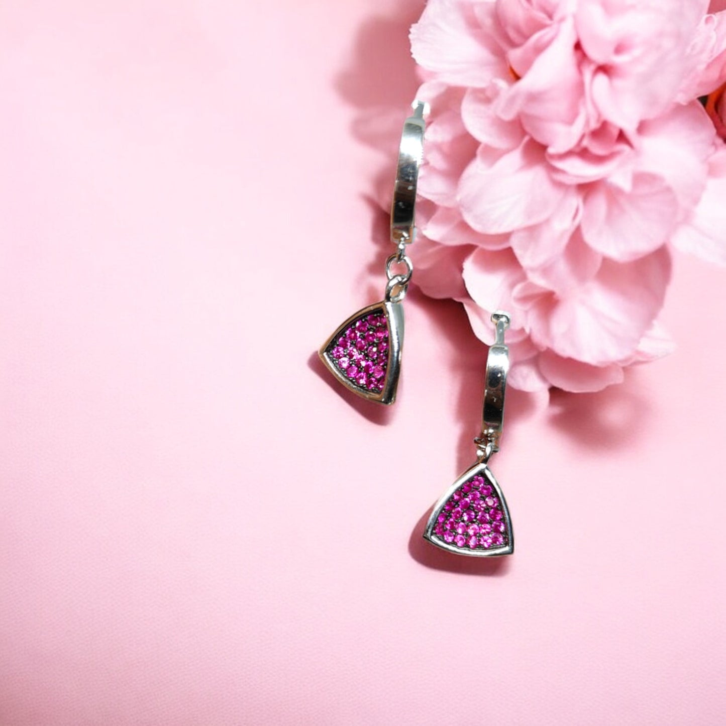 Pink Gem Drop Earrings