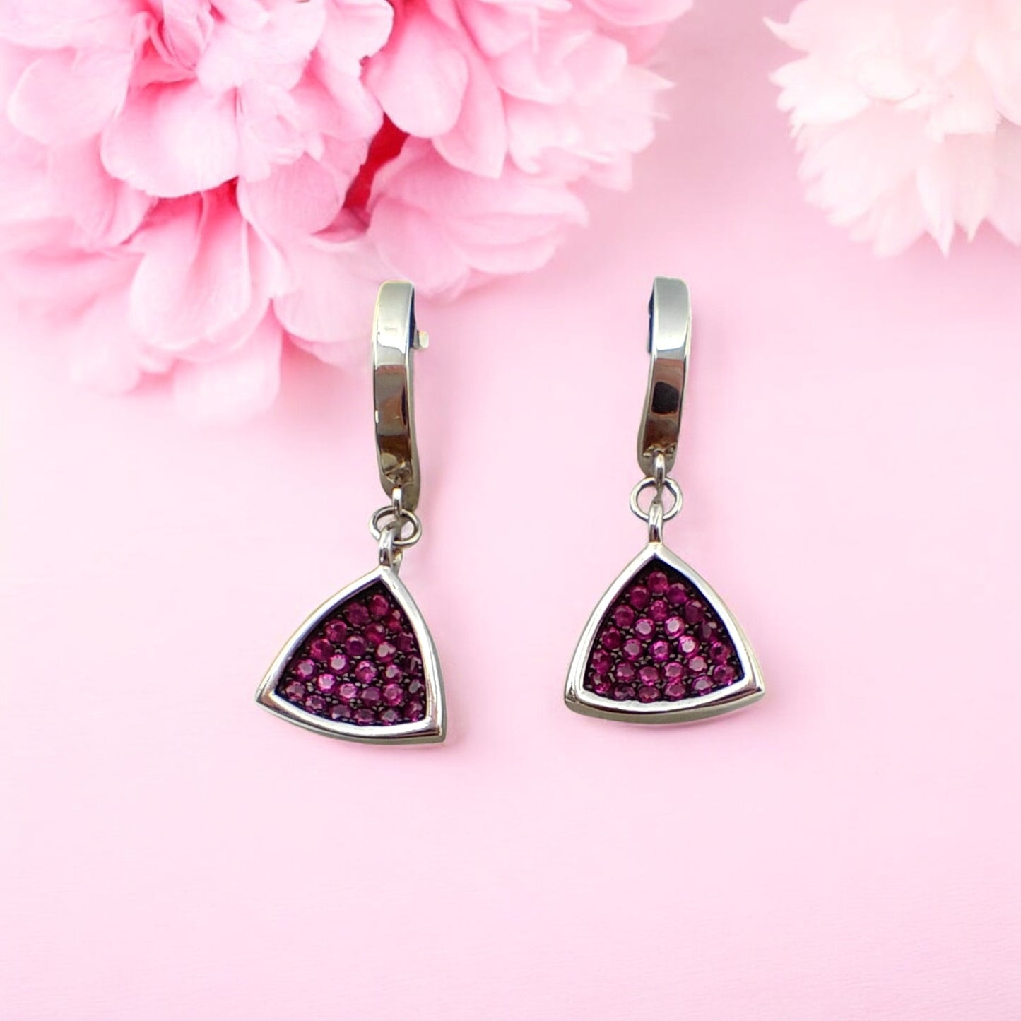 Pink Gem Drop Earrings