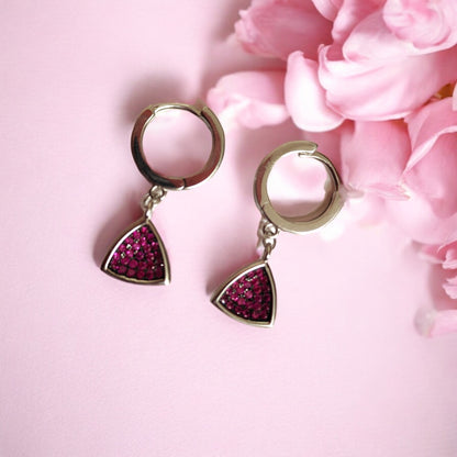 Pink Gem Drop Earrings