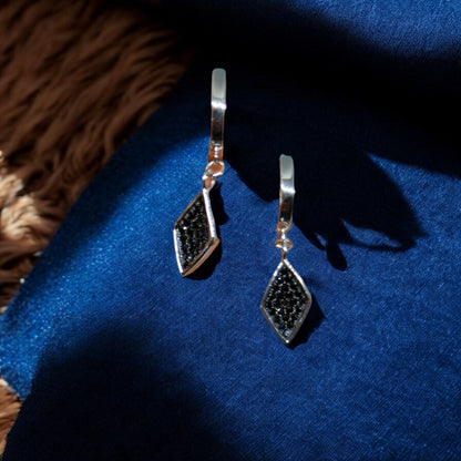 Black Gem Drop Earrings