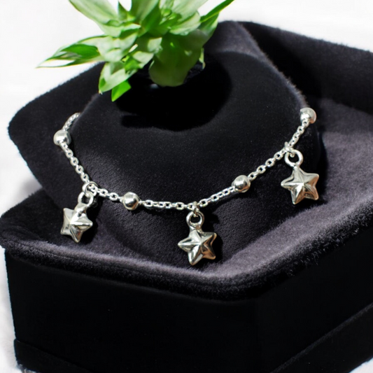 Stellar Charms 925 Silver Star Charm Bracelet