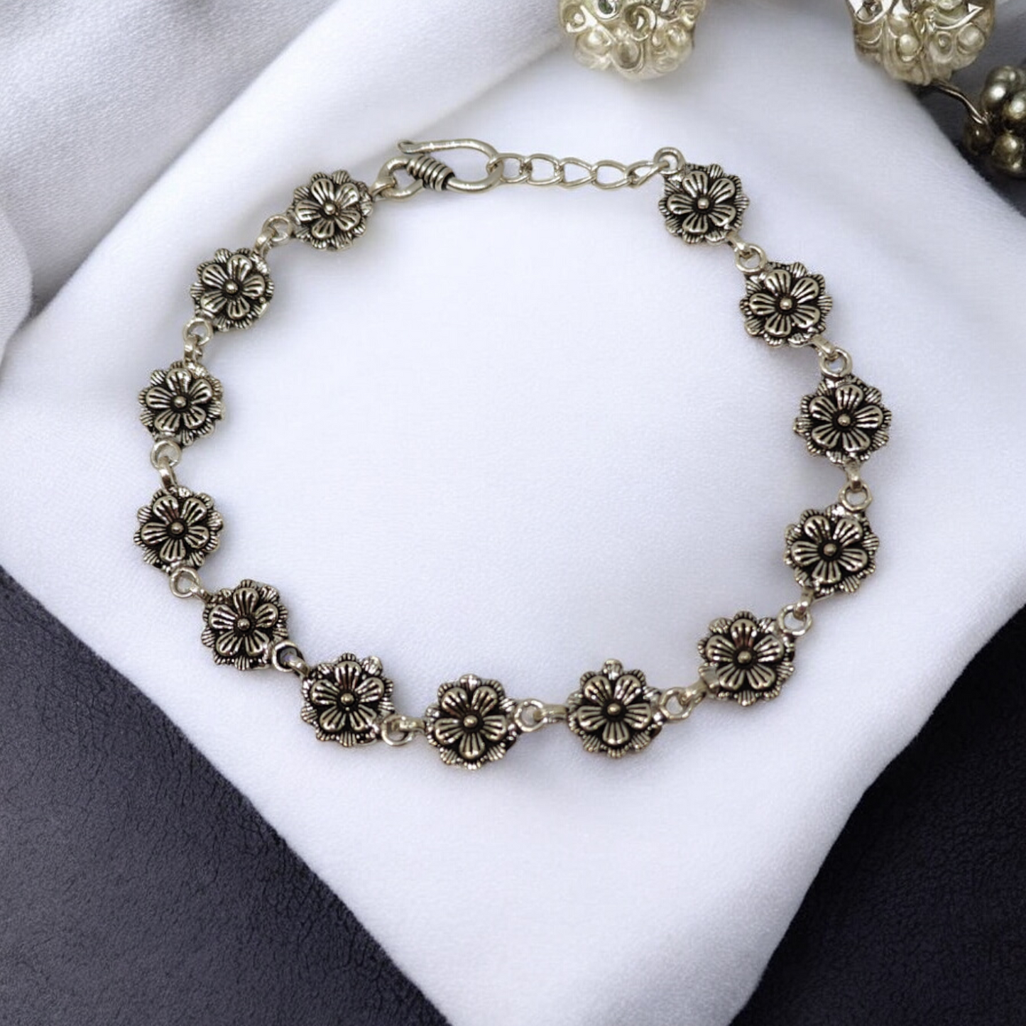 Vintage Floral Charm Bracelet