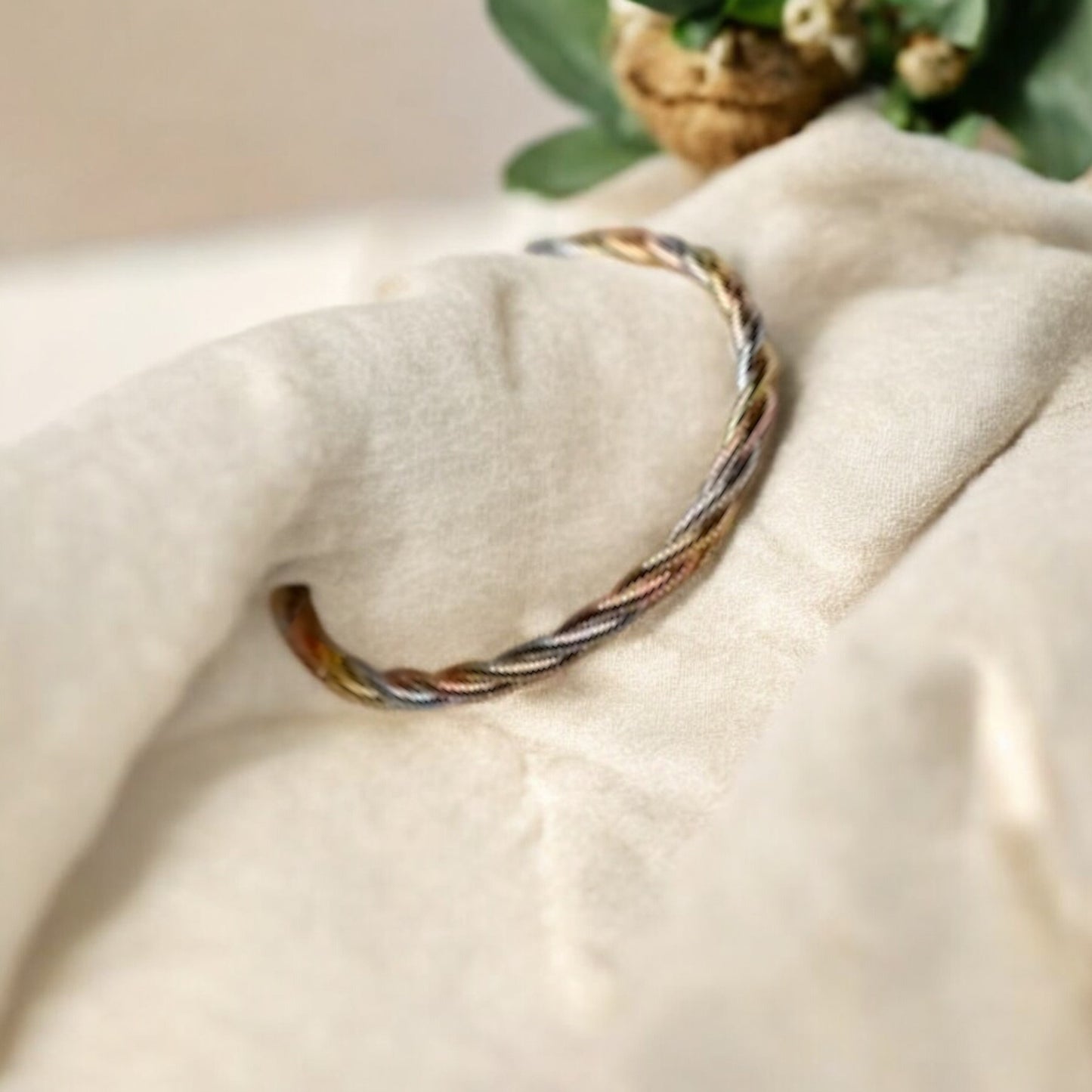 Tri-Color Braided Elegance Bracelet